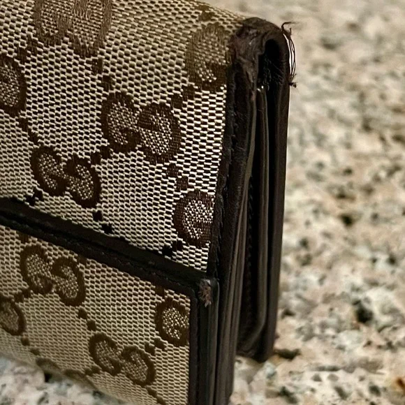 Gucci Brown Monogram Wallet with Gold Accents - Picture 10 of 10